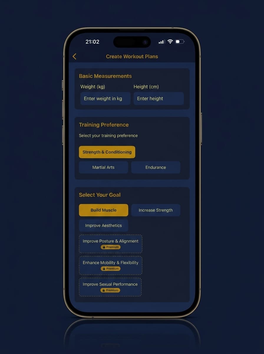 EnsayoHub app: select your training goal